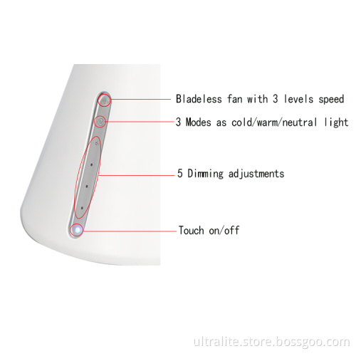 New Design LED Desk Lamp With Bladeless Fan Flexible Neck Table Lamp With USB Charging